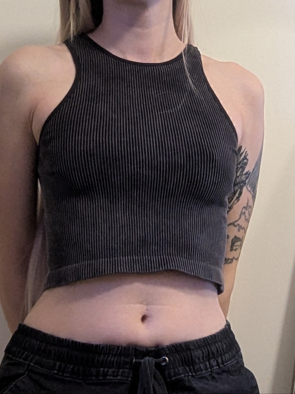 Ribbed Black/Grey Crop Top